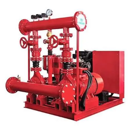 مضخة حريق اتوماتيكية 1500جالون/دقيقة - 12 بار ماركة سفيكو Pump Set. Electrical Motor and Diesel Engine Driven. Horizontal End Suction Type. Capacity 1500 GPM at 12 Bar. 220/380V with Jockey Pump, Controller STAR DELTA and Standard Accessories. SFFECO NON-UL