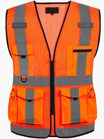 فست برتقالي سحاب 4 جيوب عاكس