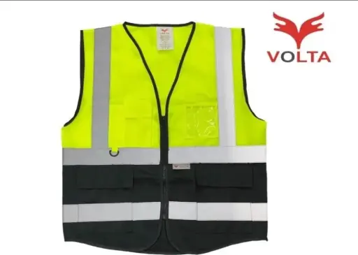 Volta yellow/black safety vest zippers and pockets