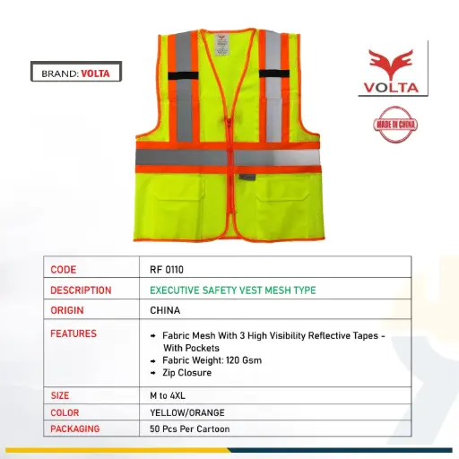 Volta Yellow Safety Vest Zippers and Pockets